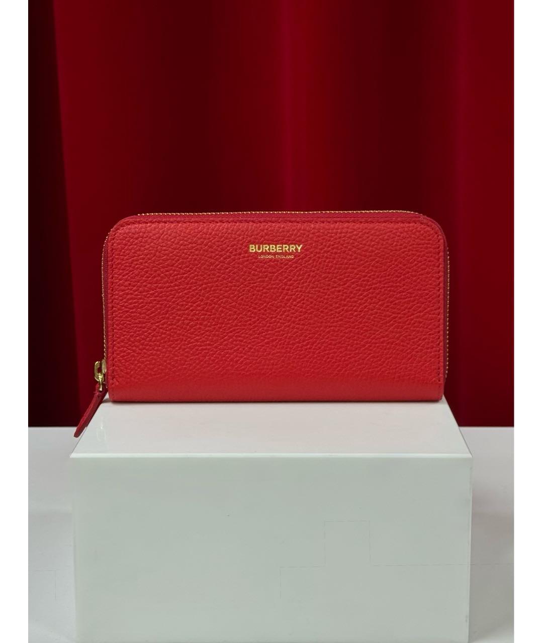 BURBERRY Красный кожаный кошелек, фото 5
