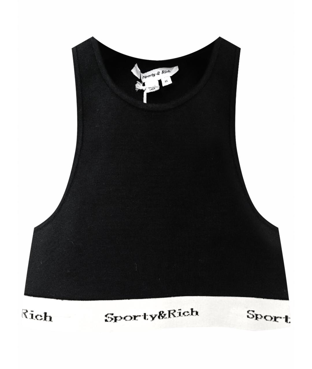 SPORTY AND RICH Черная вискозная майка, фото 1