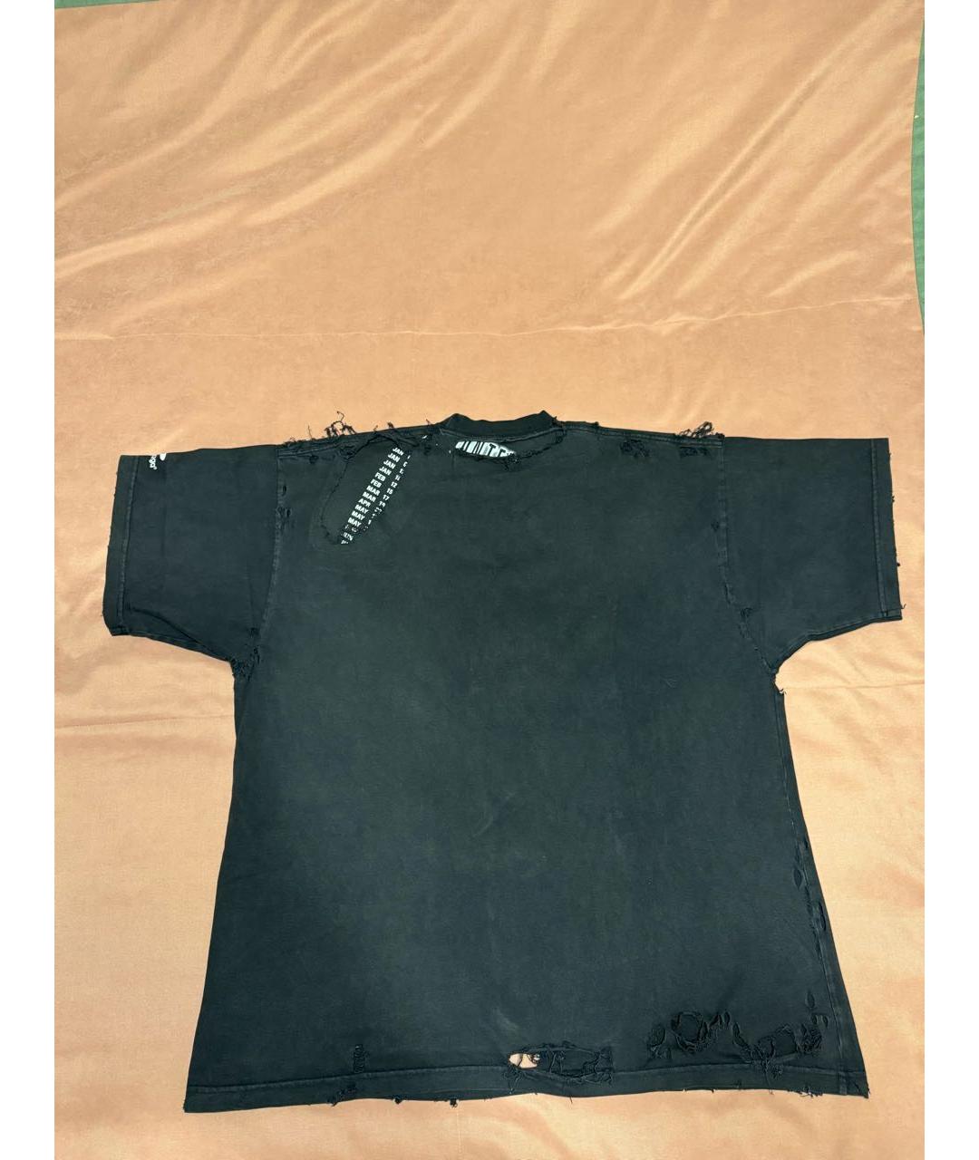 BALENCIAGA Черная хлопковая футболка, фото 2