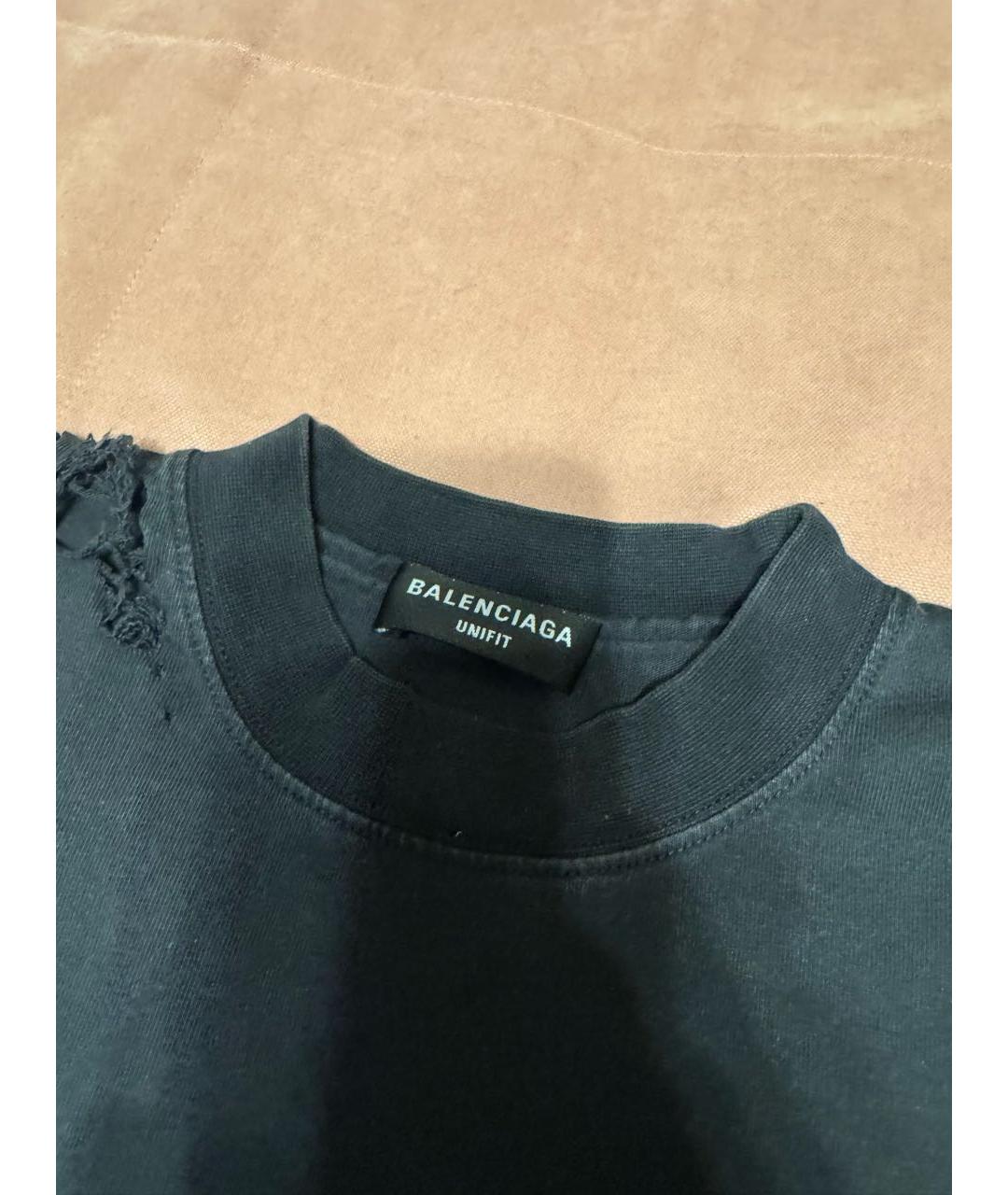 BALENCIAGA Черная хлопковая футболка, фото 3