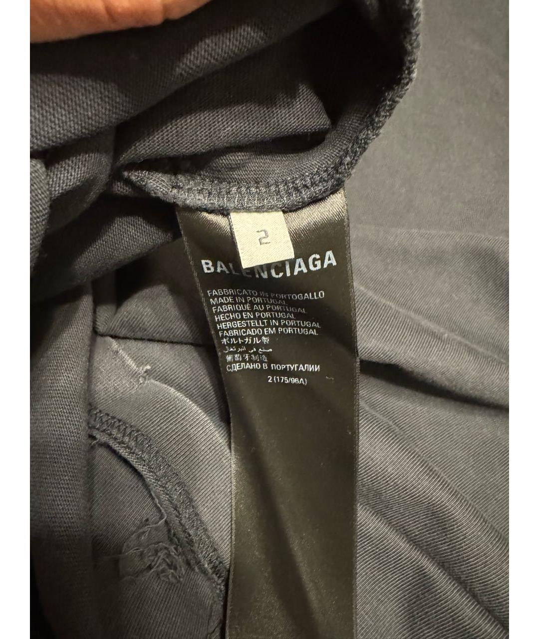 BALENCIAGA Черная хлопковая футболка, фото 6