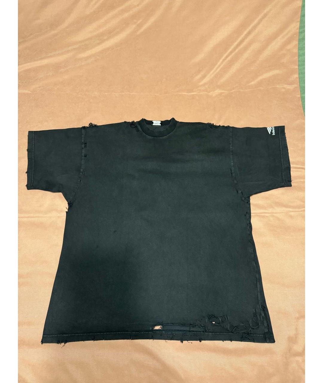 BALENCIAGA Черная хлопковая футболка, фото 7