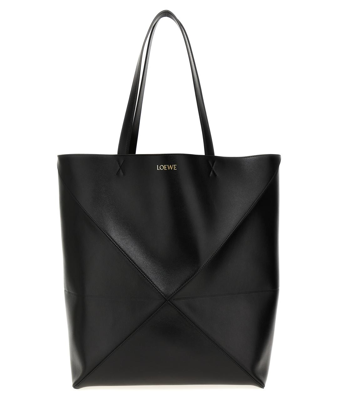 LOEWE Черная кожаная сумка тоут, фото 1