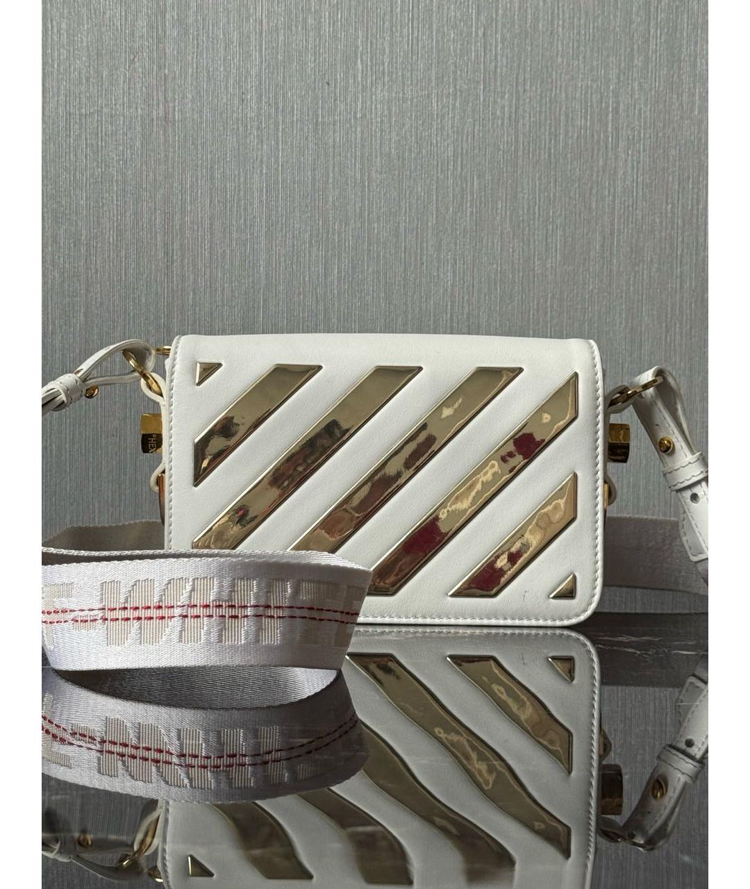 OFF-WHITE Белая кожаная сумка через плечо, фото 2