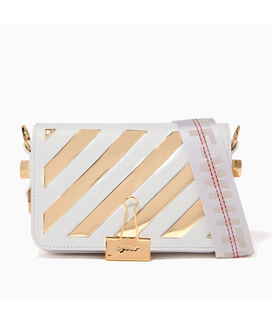 OFF-WHITE Белая кожаная сумка через плечо, фото 9