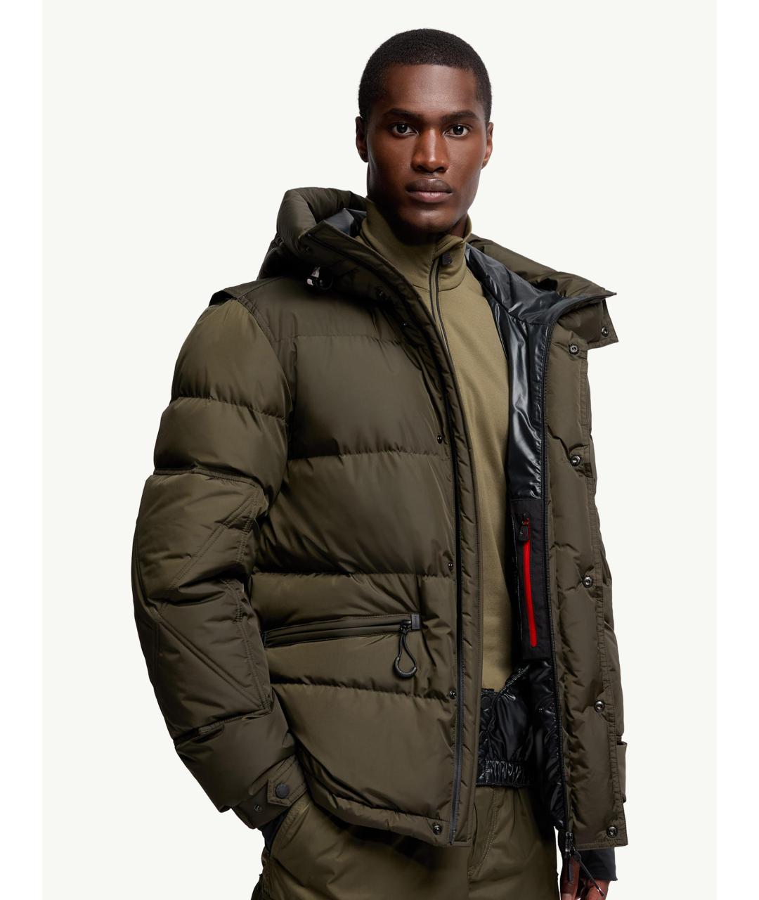 MONCLER Зеленый полиамидовый пуховик, фото 6