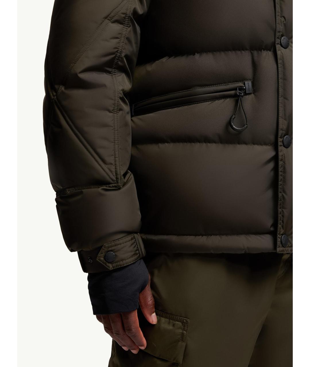 MONCLER Зеленый полиамидовый пуховик, фото 7