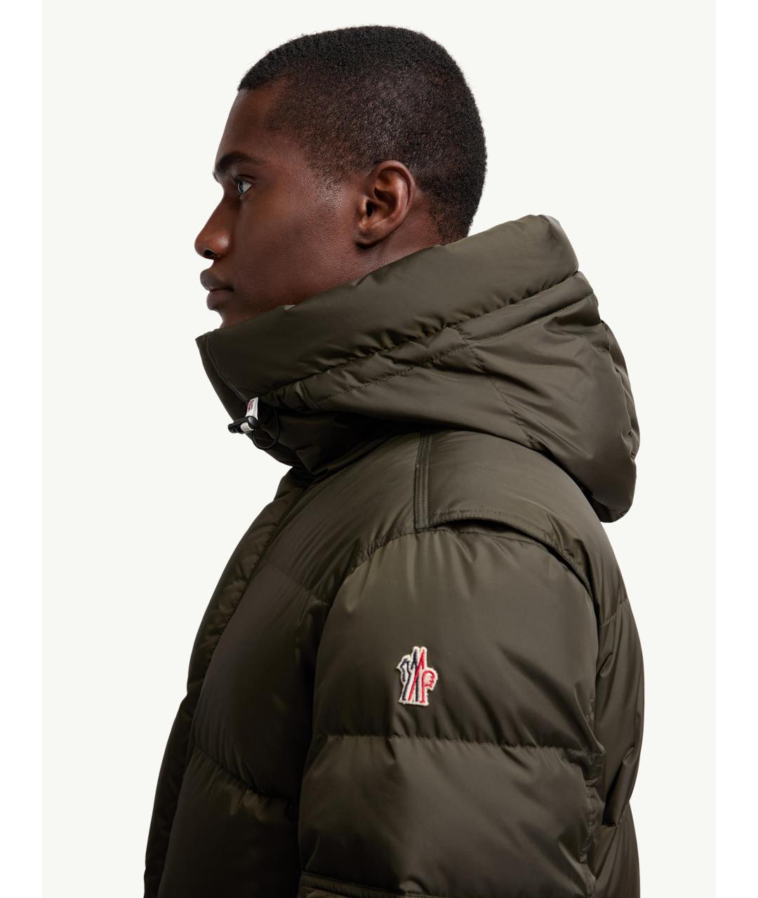 MONCLER Зеленый полиамидовый пуховик, фото 3