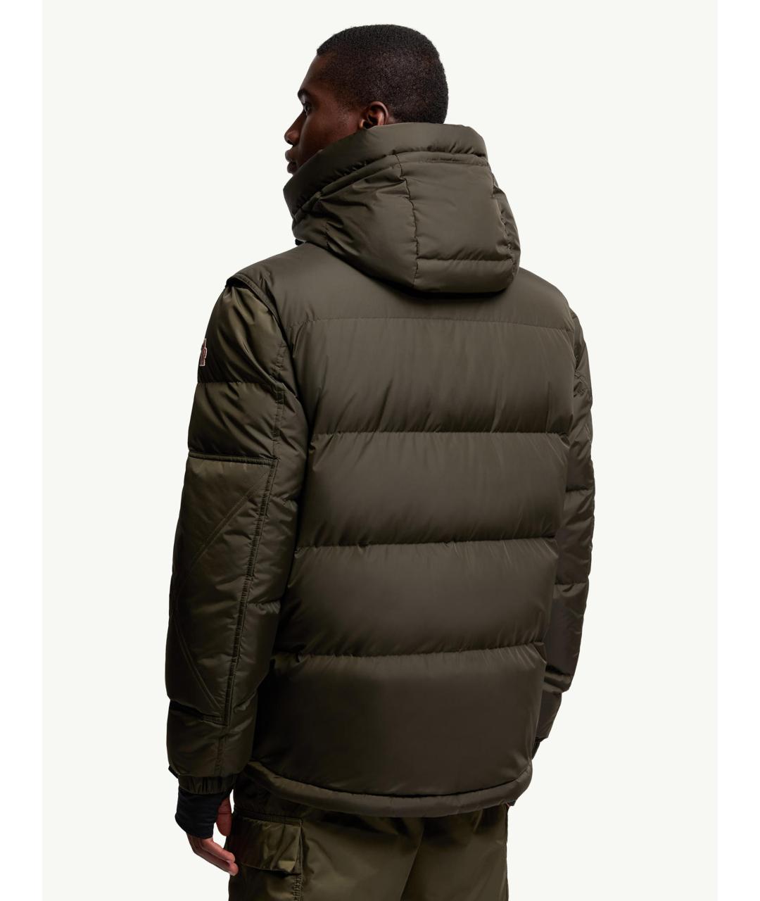 MONCLER Зеленый полиамидовый пуховик, фото 5