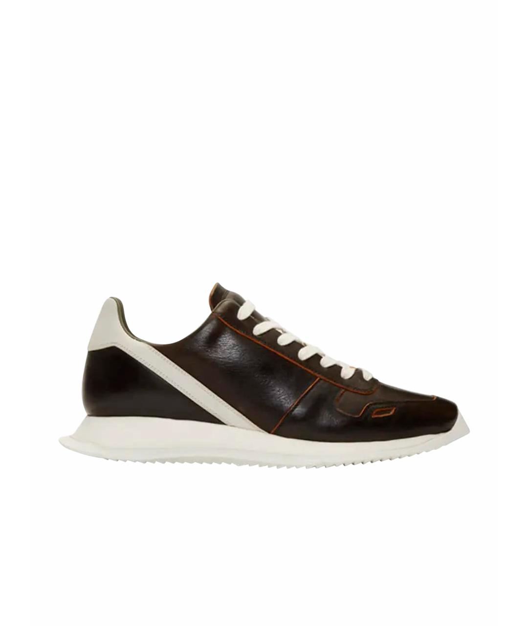 RICK OWENS Черные кожаные низкие кроссовки / кеды, фото 1