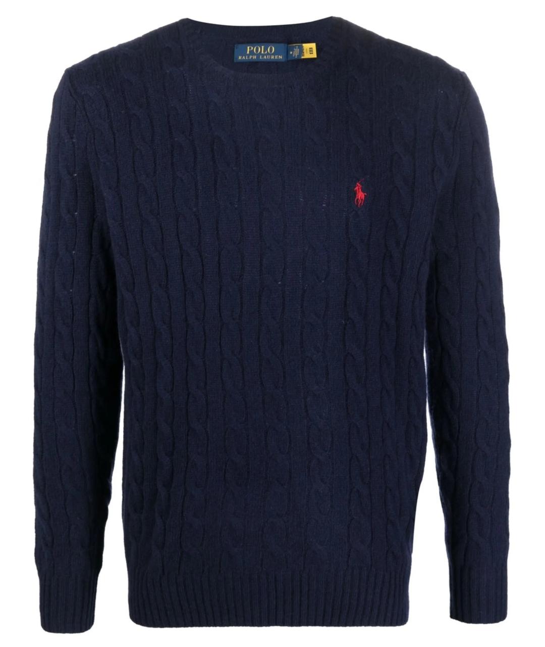 POLO RALPH LAUREN Темно-синий шерстяной джемпер / свитер, фото 1