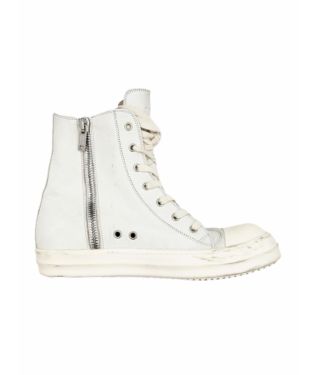 RICK OWENS Белые кожаные высокие кроссовки / кеды, фото 1