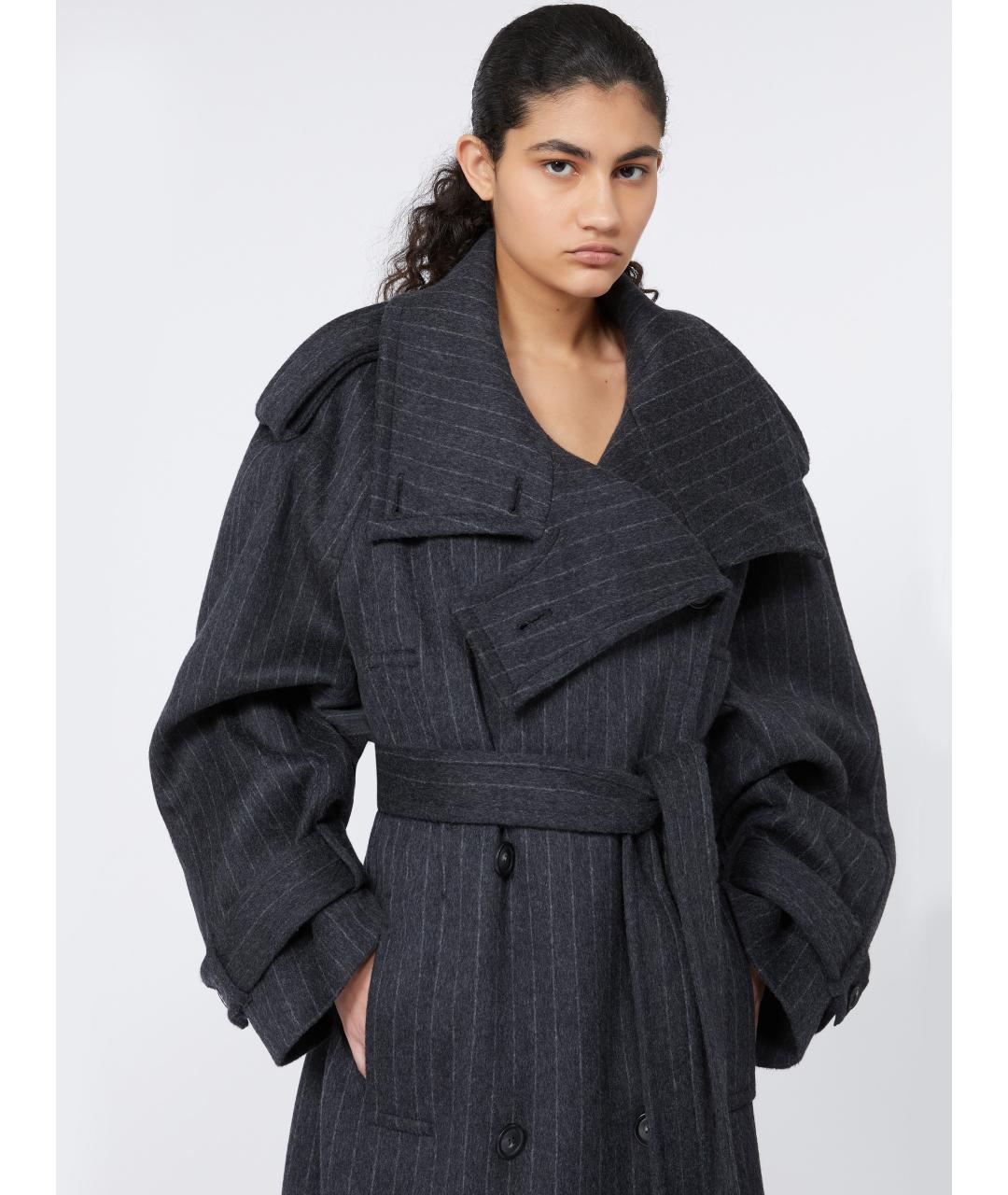 SPORTMAX Серое шерстяное пальто, фото 5