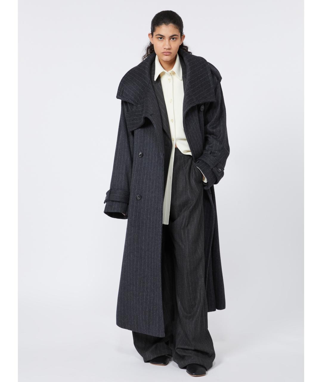 SPORTMAX Серое шерстяное пальто, фото 2