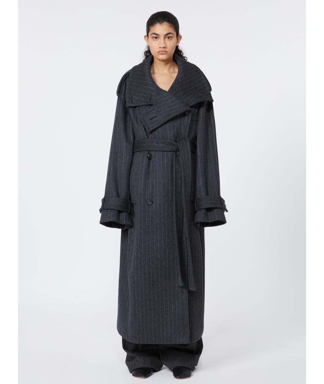 SPORTMAX Серое шерстяное пальто, фото 3