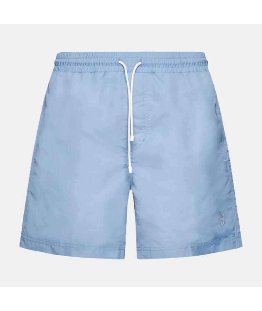 BRUNELLO CUCINELLI Голубые полиэстеровые шорты, фото 3