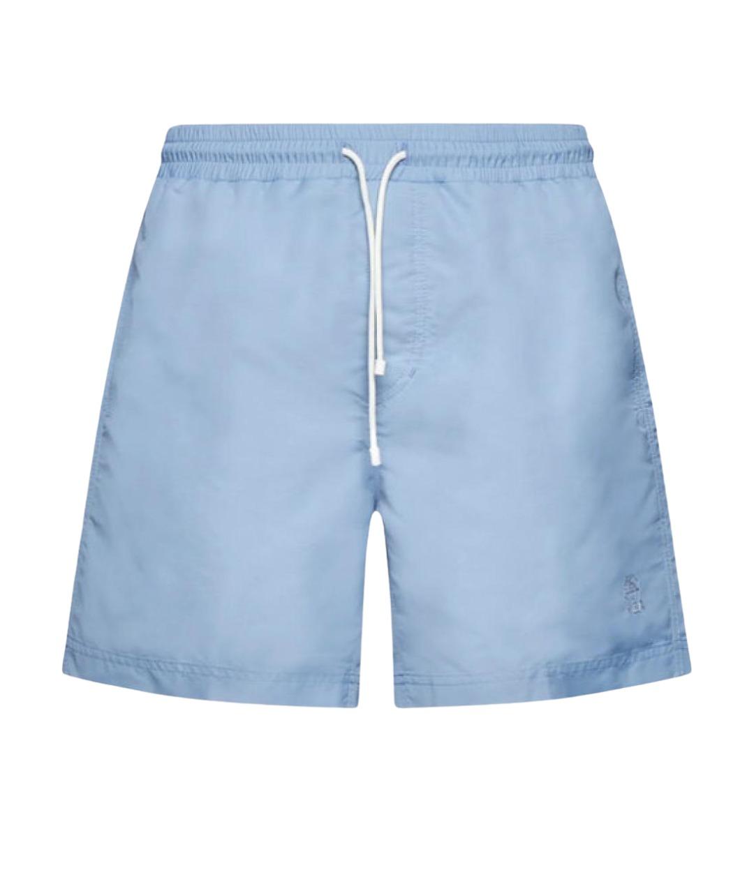 BRUNELLO CUCINELLI Голубые полиэстеровые шорты, фото 1