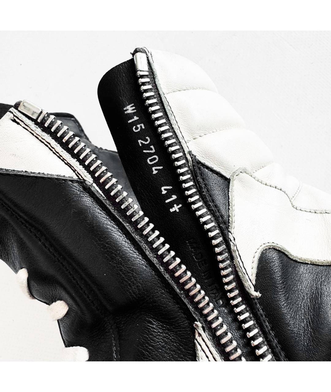 RICK OWENS Черные кожаные высокие кроссовки / кеды, фото 4