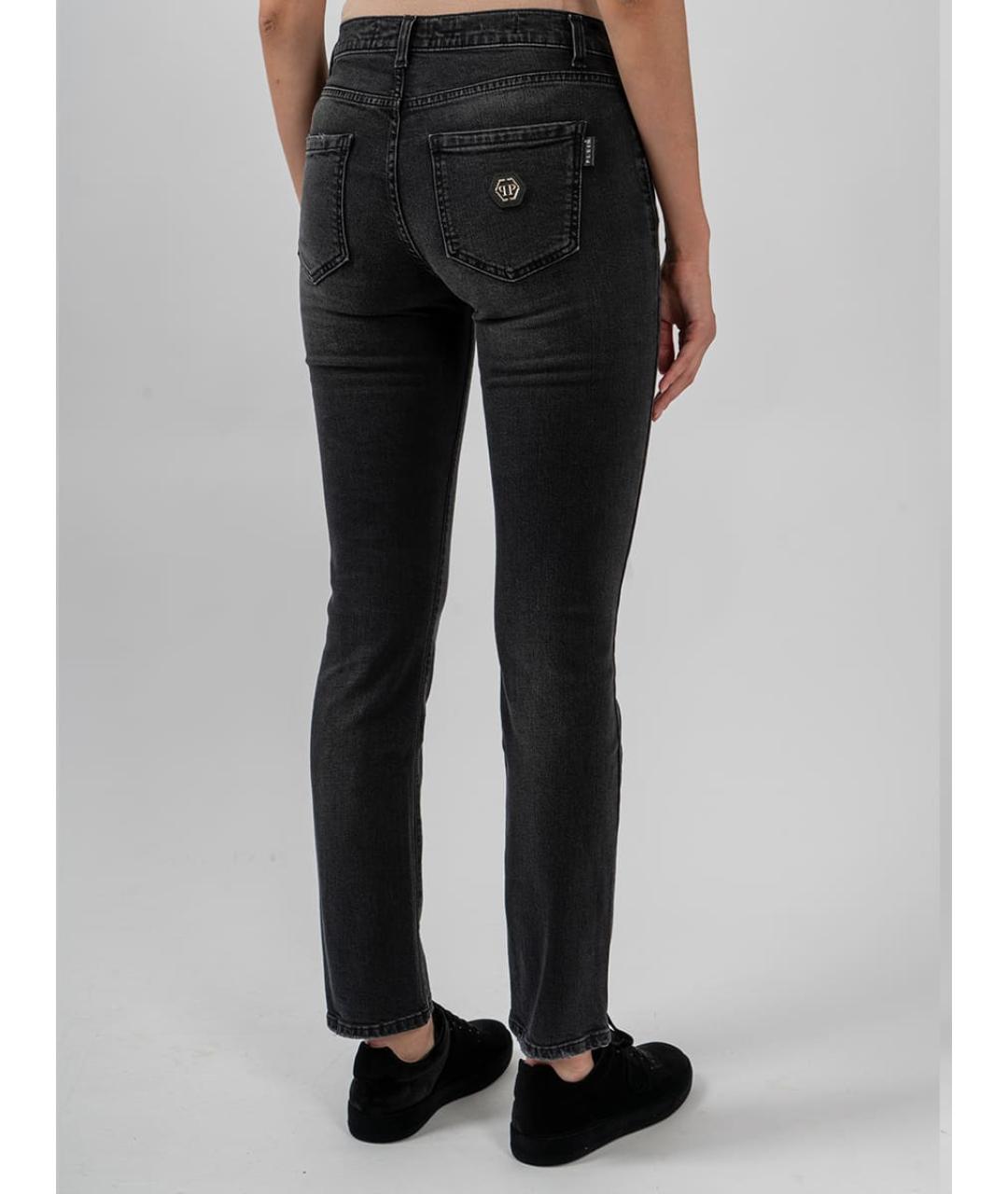 PHILIPP PLEIN Черные хлопковые прямые джинсы, фото 3