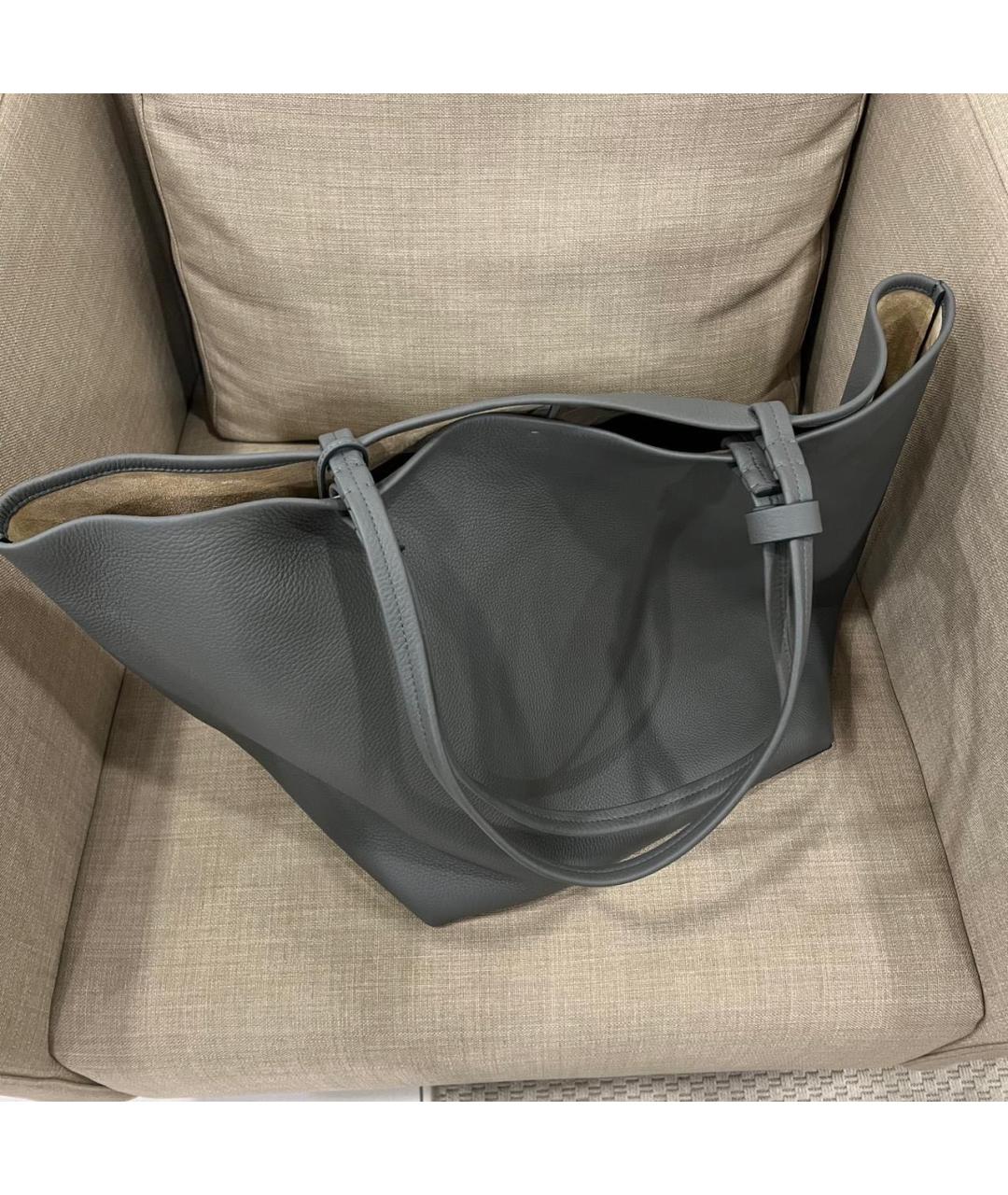 THE ROW Антрацитовая кожаная сумка тоут, фото 2