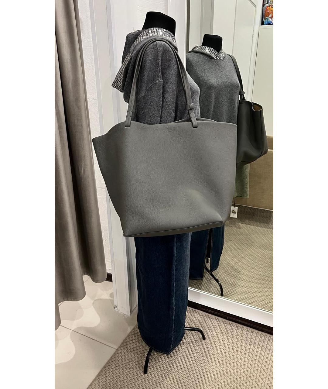 THE ROW Антрацитовая кожаная сумка тоут, фото 4