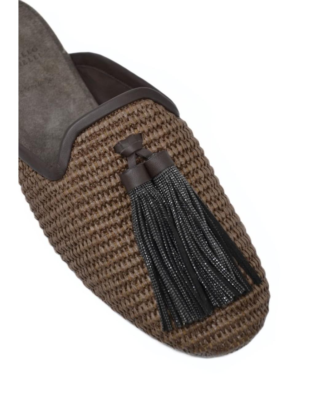 BRUNELLO CUCINELLI Коричневые текстильные мюли, фото 2