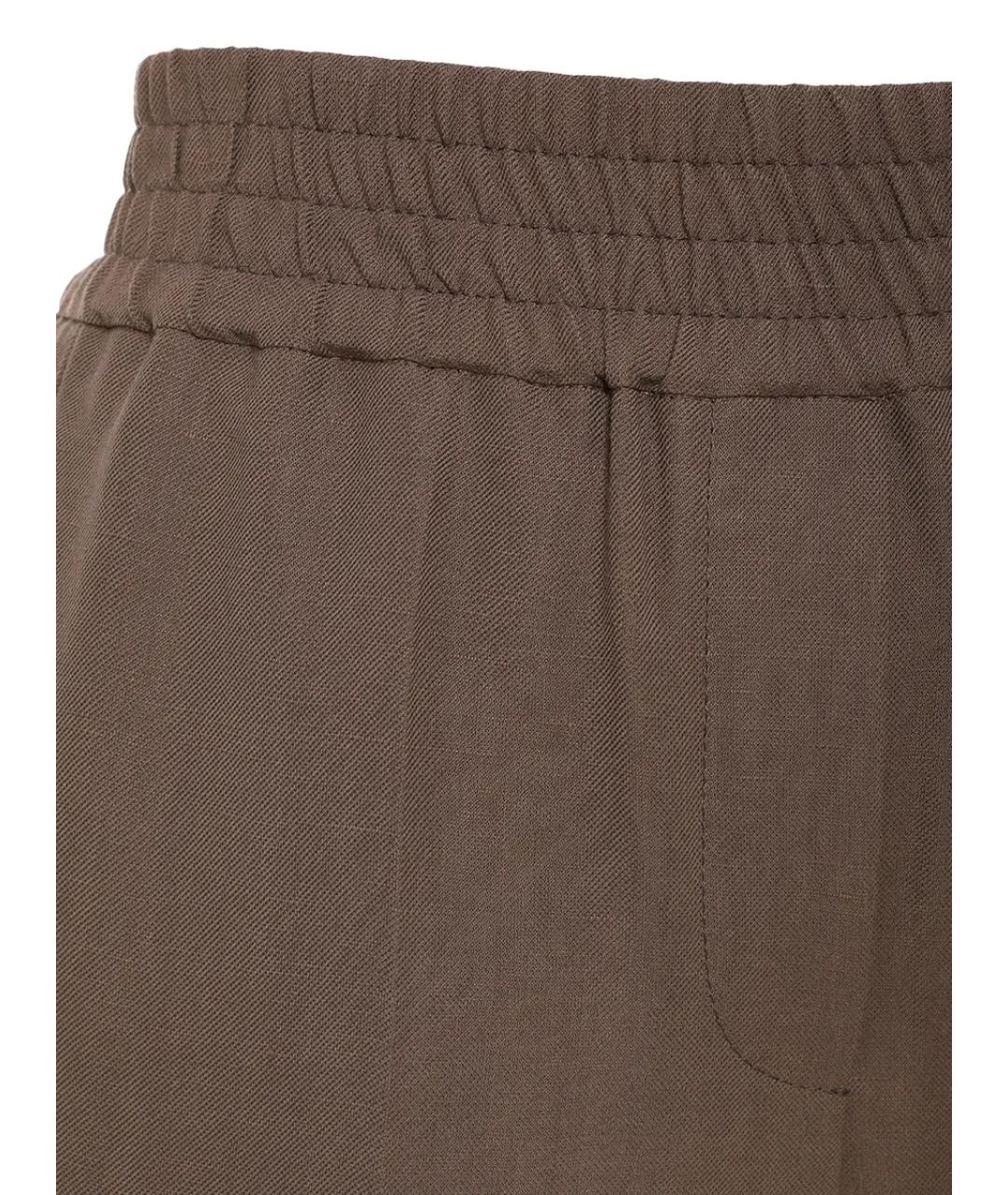 BRUNELLO CUCINELLI Коричневые вискозные прямые брюки, фото 3