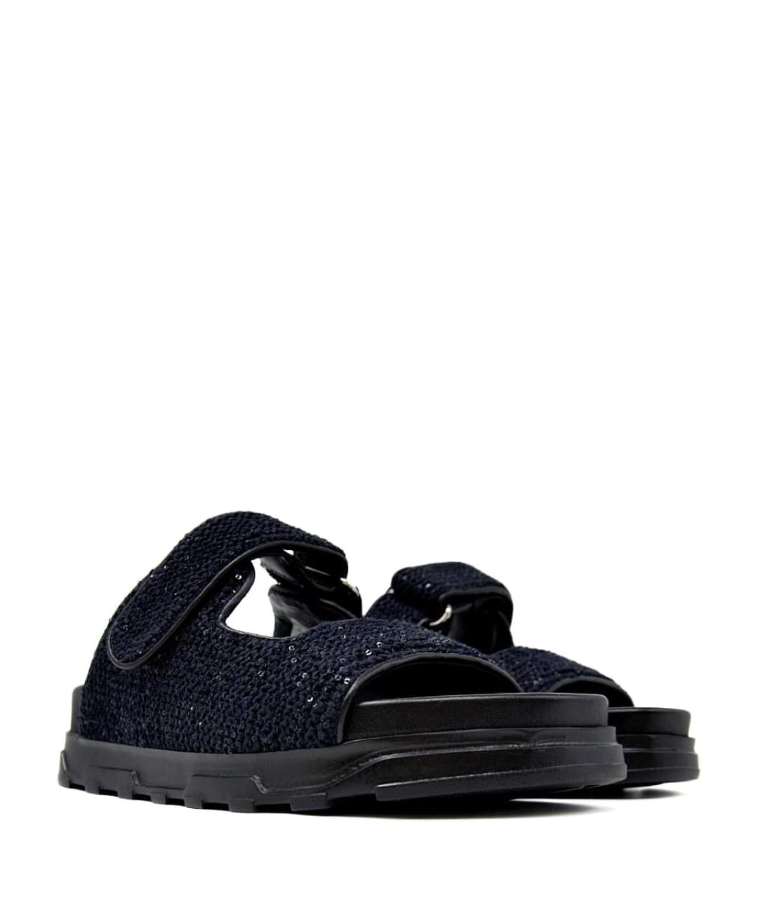 FABIANA FILIPPI Темно-синие текстильные шлепанцы, фото 2