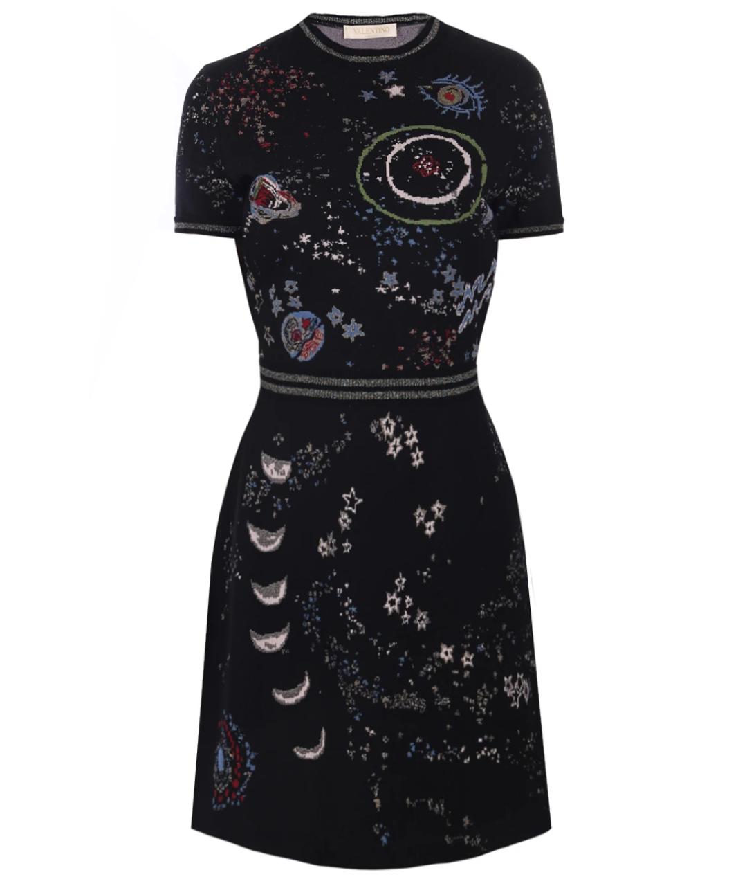 VALENTINO Черное вискозное повседневное платье, фото 1