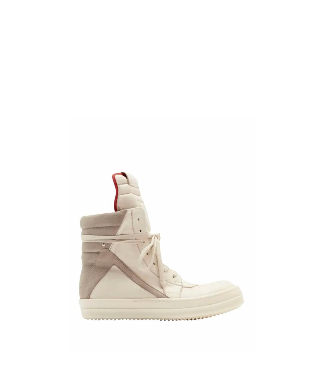 RICK OWENS Белые кожаные высокие кроссовки / кеды, фото 10