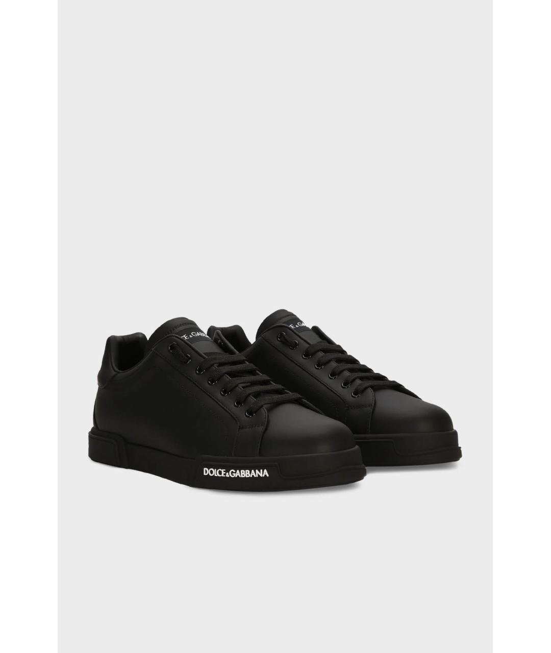 DOLCE&GABBANA Черные кожаные низкие кроссовки / кеды, фото 2