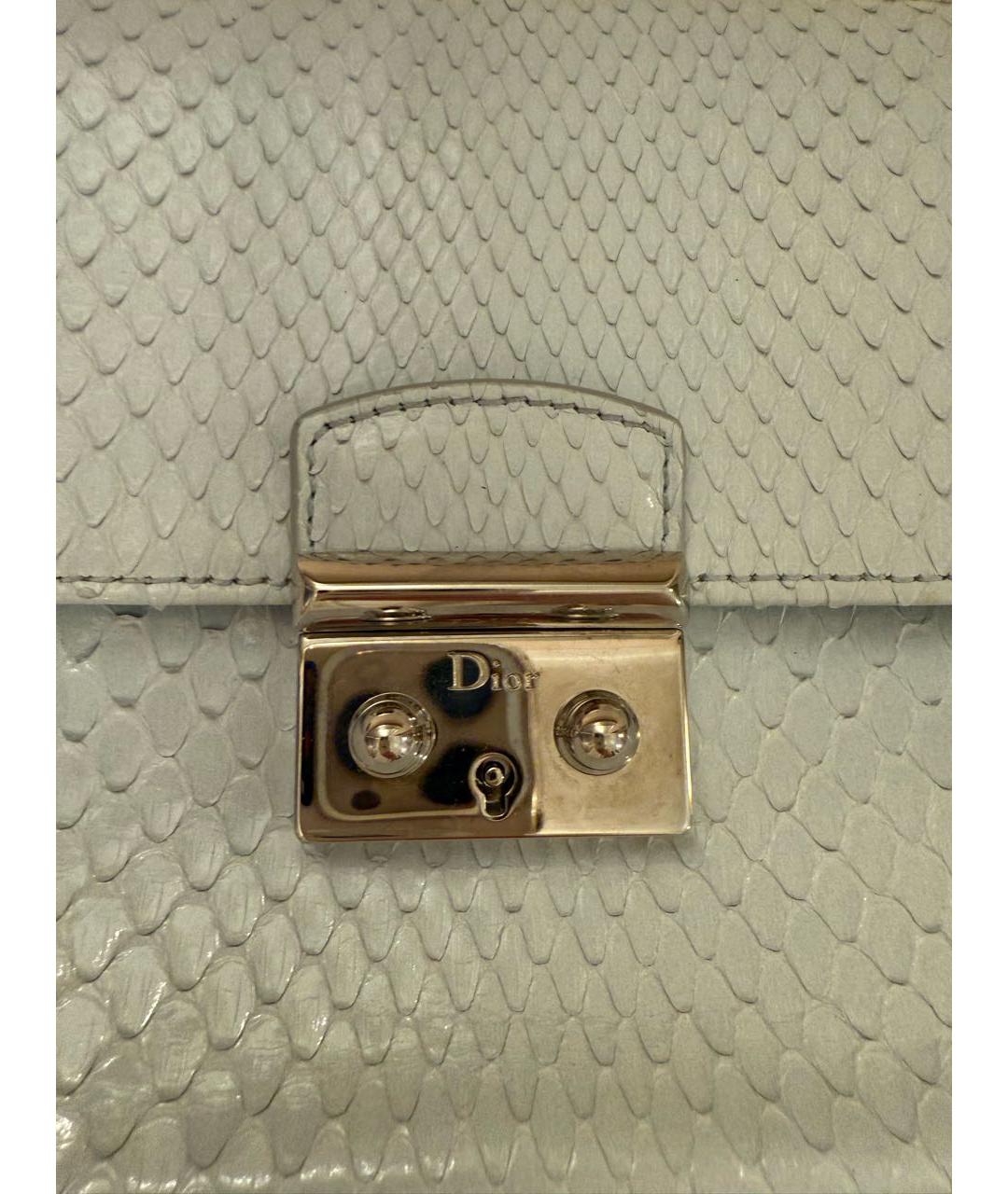 CHRISTIAN DIOR Голубая сумка через плечо из экзотической кожи, фото 6