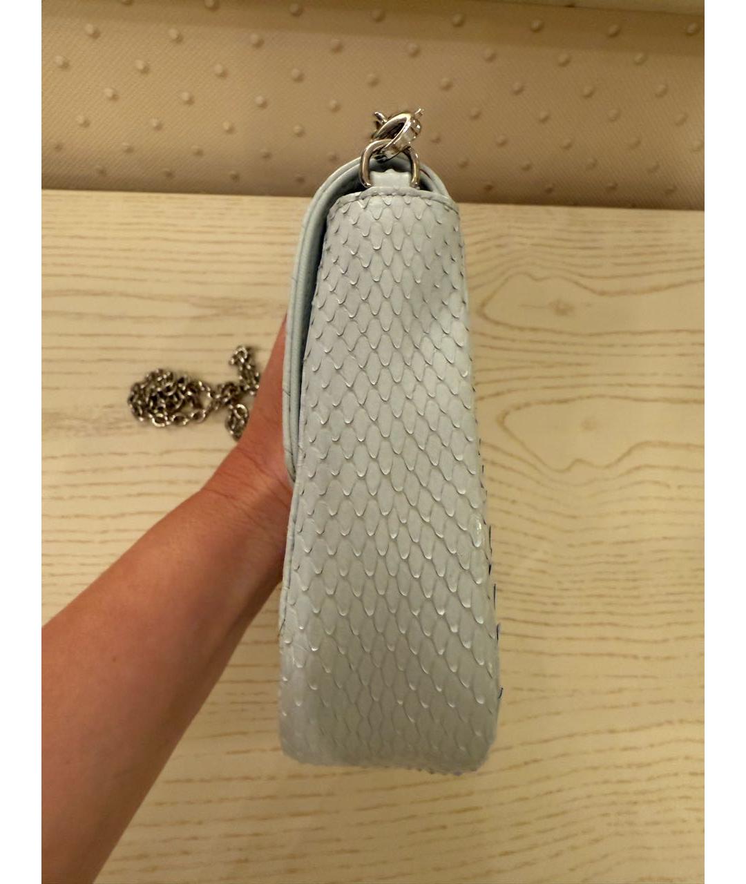 CHRISTIAN DIOR Голубая сумка через плечо из экзотической кожи, фото 4
