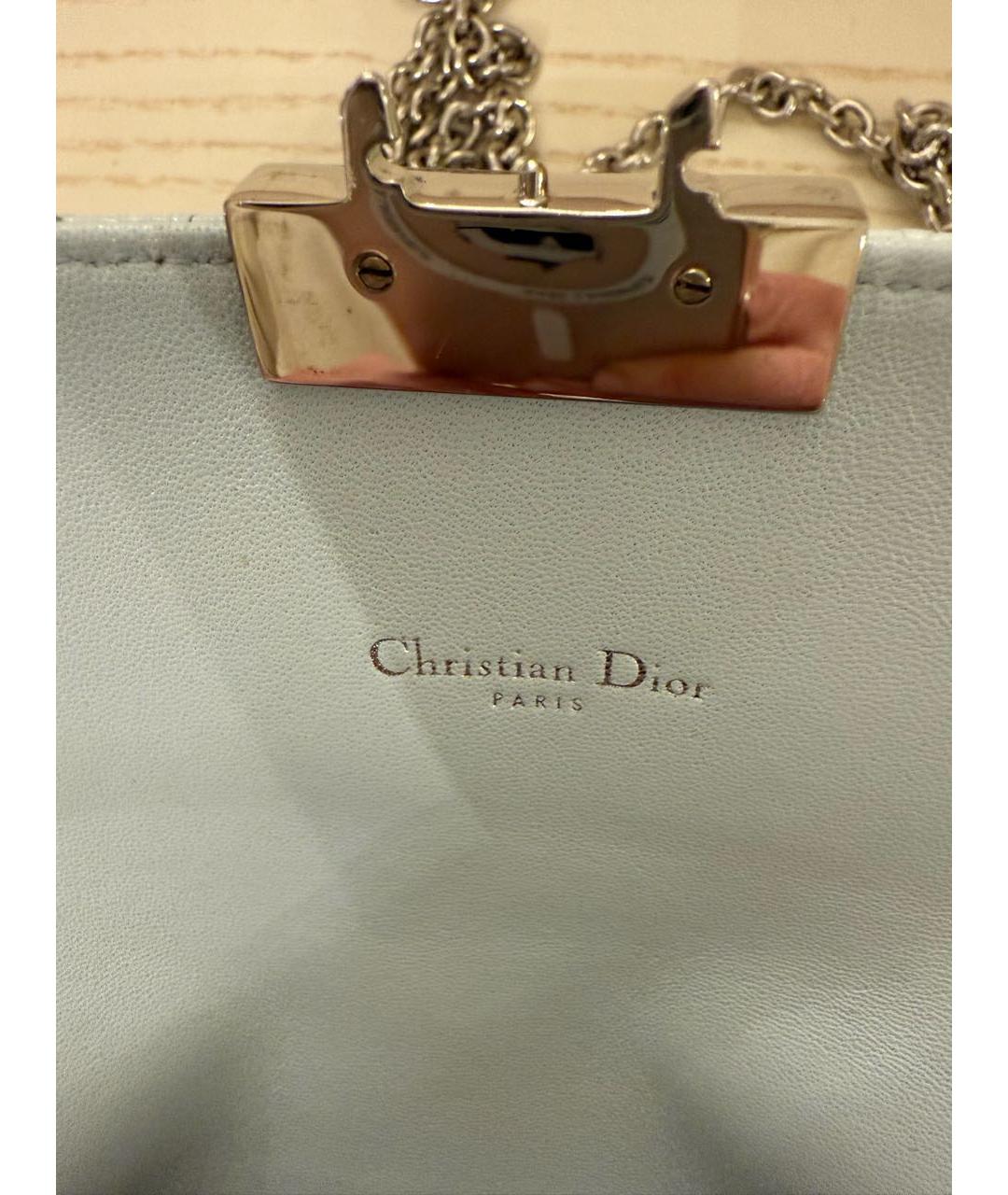 CHRISTIAN DIOR Голубая сумка через плечо из экзотической кожи, фото 8