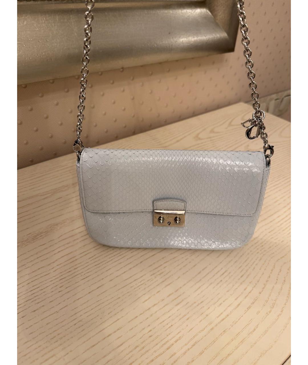 CHRISTIAN DIOR Голубая сумка через плечо из экзотической кожи, фото 2