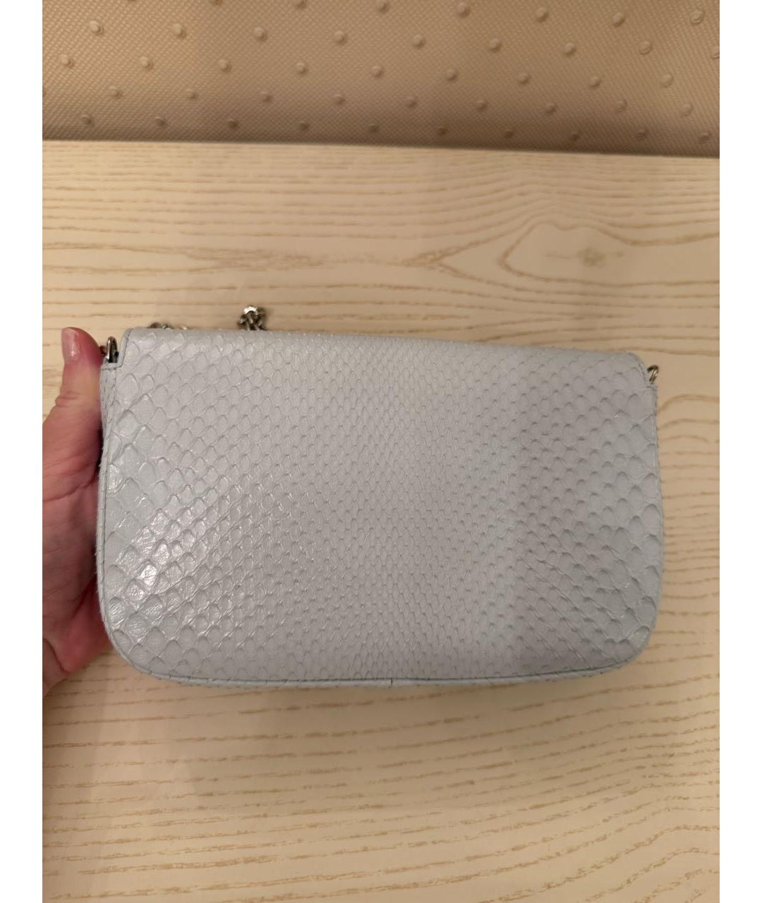 CHRISTIAN DIOR Голубая сумка через плечо из экзотической кожи, фото 5