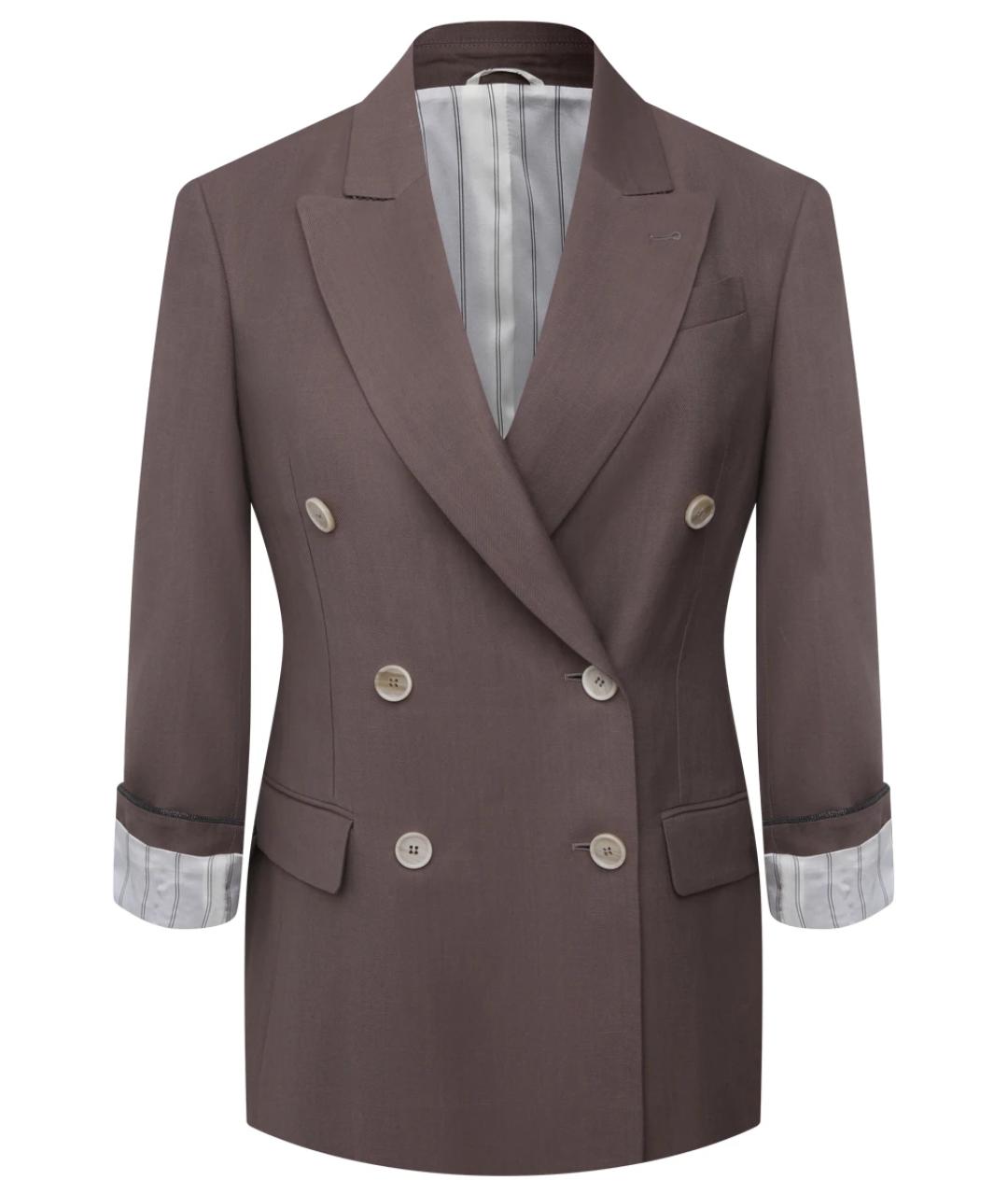 BRUNELLO CUCINELLI Коричневый вискозный жакет/пиджак, фото 1