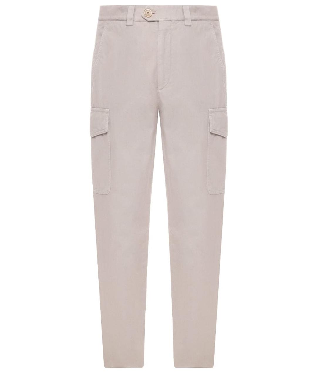 BRUNELLO CUCINELLI Бежевые хлопковые повседневные брюки, фото 1