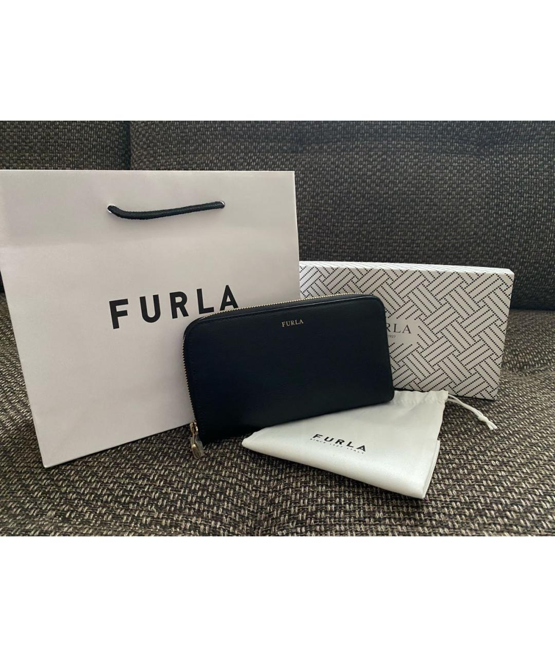 FURLA Черный кожаный кошелек, фото 2