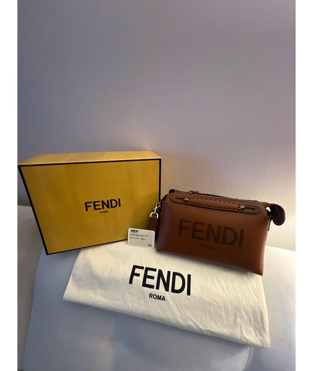 FENDI Коричневая кожаная сумка через плечо, фото 7