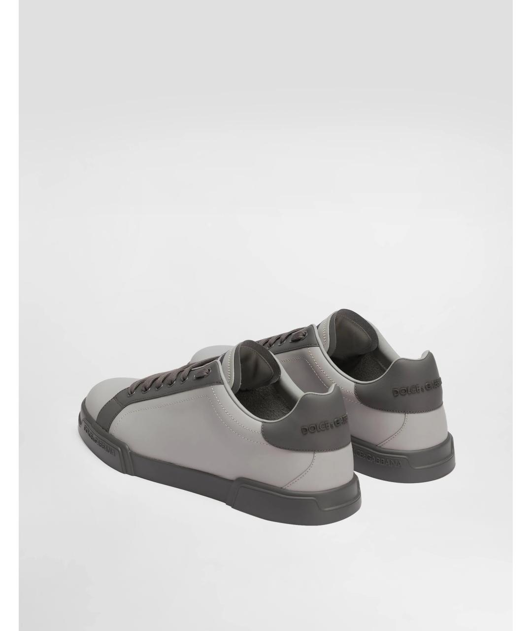 DOLCE&GABBANA Серые кожаные низкие кроссовки / кеды, фото 2