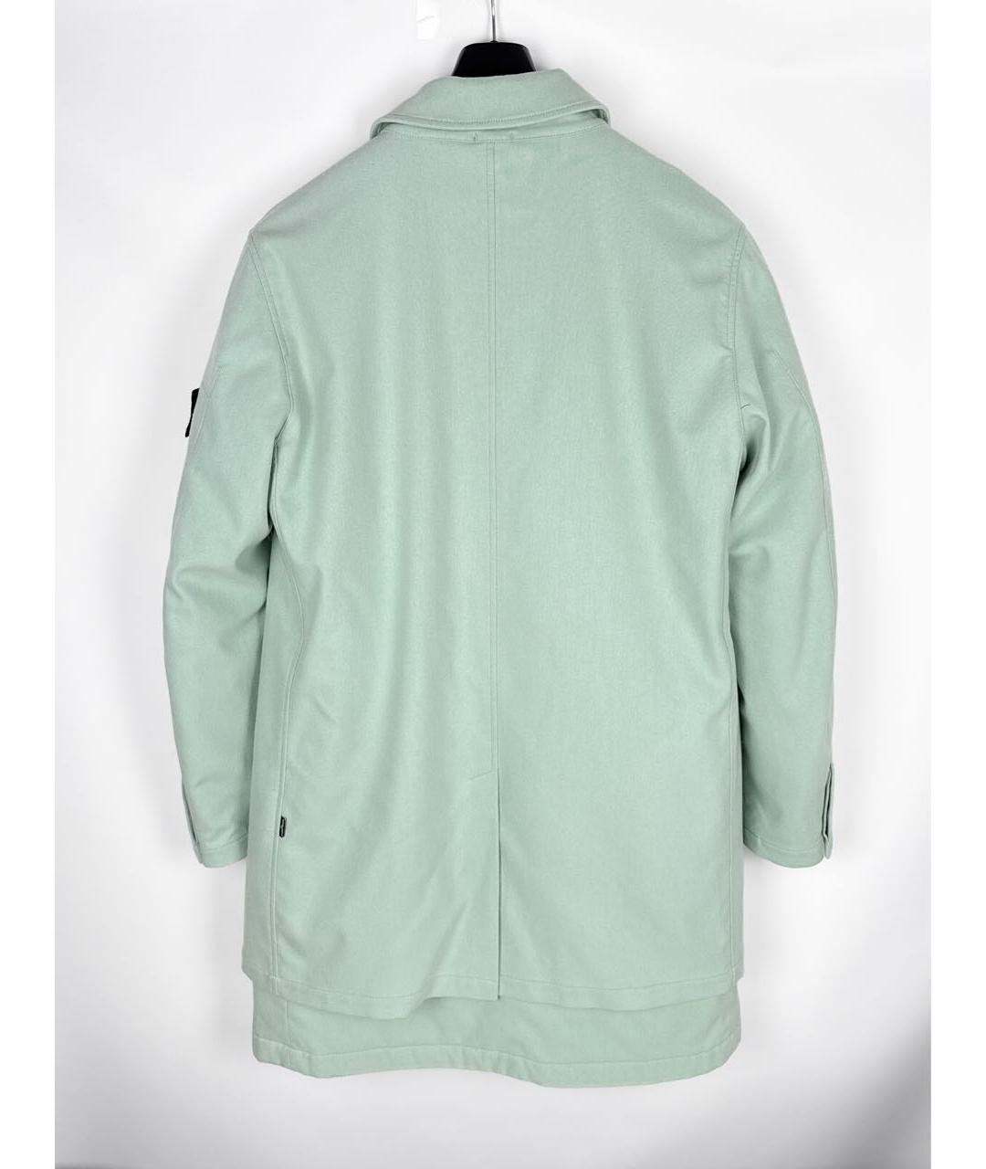 STONE ISLAND Бирюзовое шерстяное пальто, фото 2