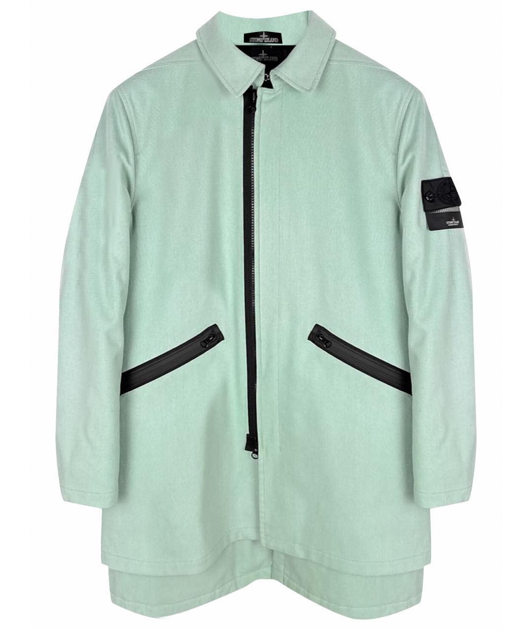 STONE ISLAND Бирюзовое шерстяное пальто, фото 1