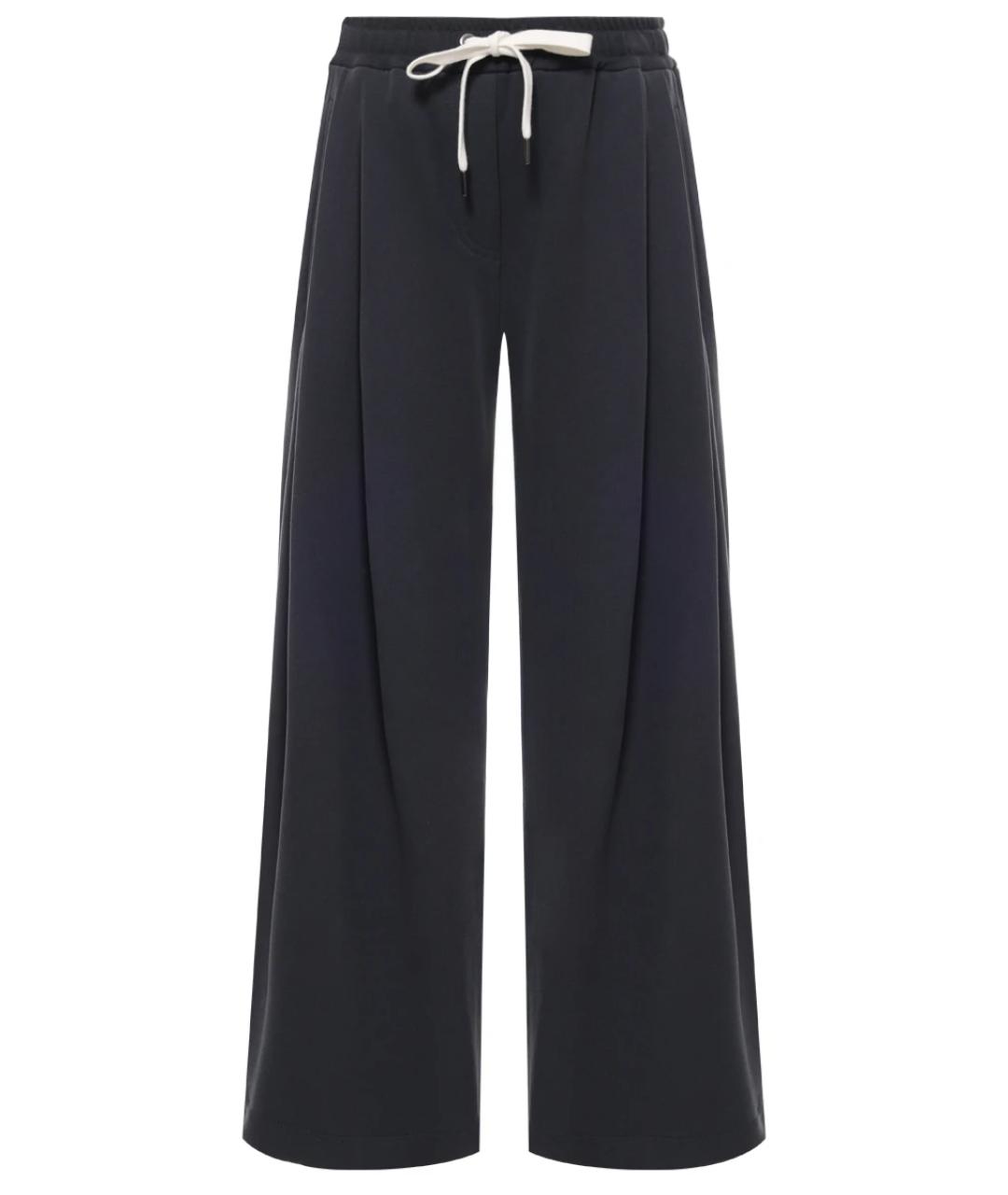 BRUNELLO CUCINELLI Антрацитовые хлопковые брюки широкие, фото 1