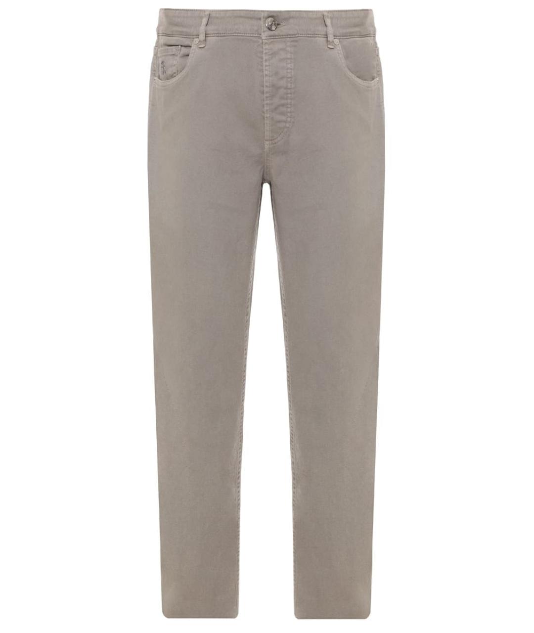 BRUNELLO CUCINELLI Хаки хлопковые прямые джинсы, фото 1