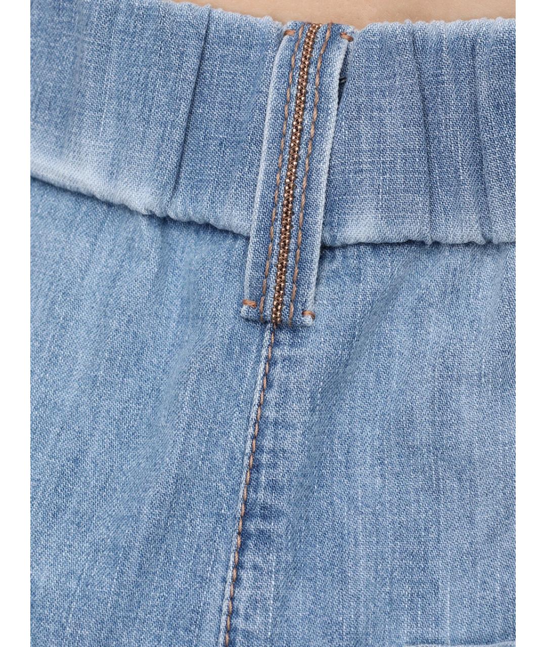 BRUNELLO CUCINELLI Голубые хлопковые прямые джинсы, фото 6