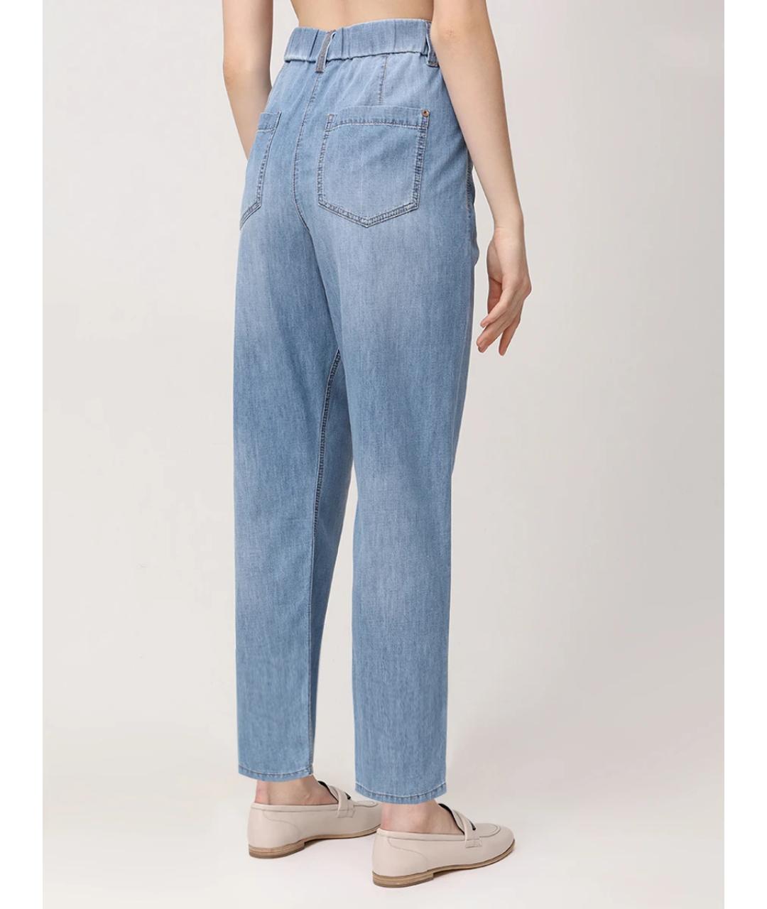 BRUNELLO CUCINELLI Голубые хлопковые прямые джинсы, фото 5