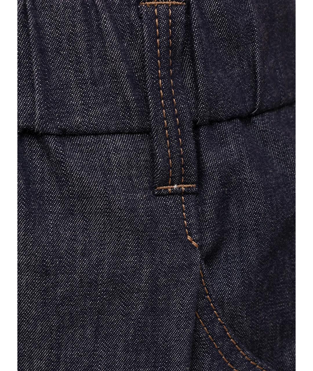 BRUNELLO CUCINELLI Темно-синие хлопковые прямые джинсы, фото 6