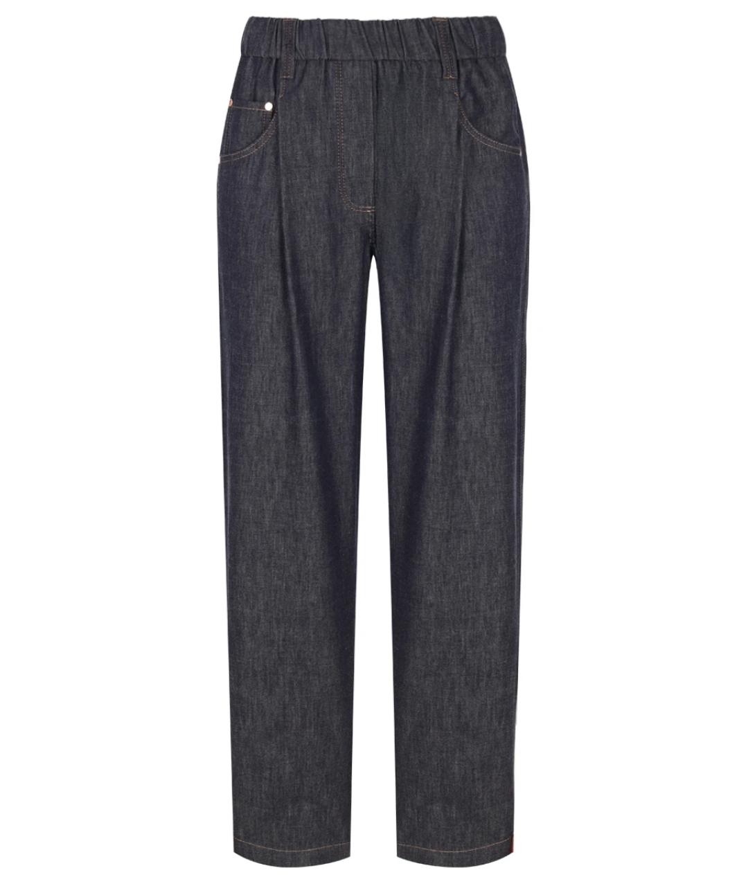 BRUNELLO CUCINELLI Темно-синие хлопковые прямые джинсы, фото 1