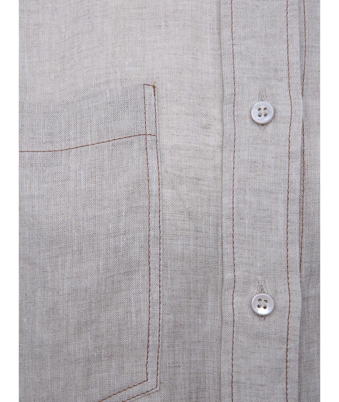 BRUNELLO CUCINELLI Бежевая льняная рубашка, фото 3